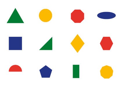 different shapes in all colours