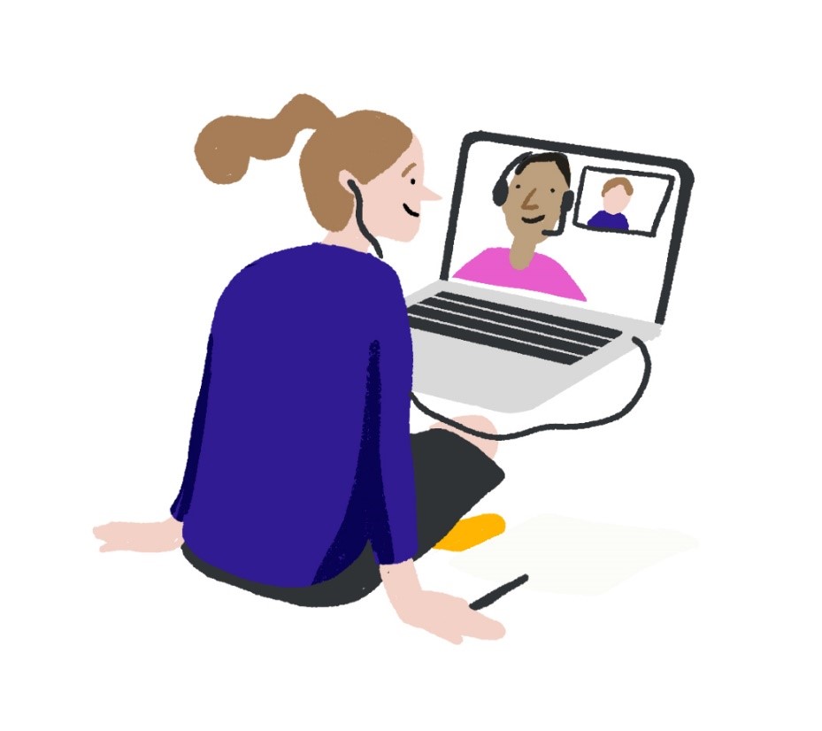 Illustration of a teenager on a video call