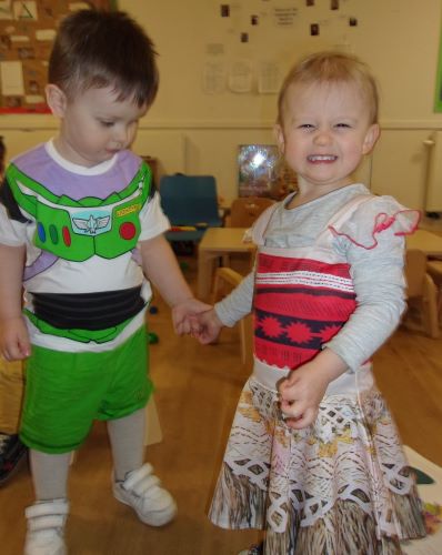 Two toddlers dressed up as their favourite book characters for World Book Day