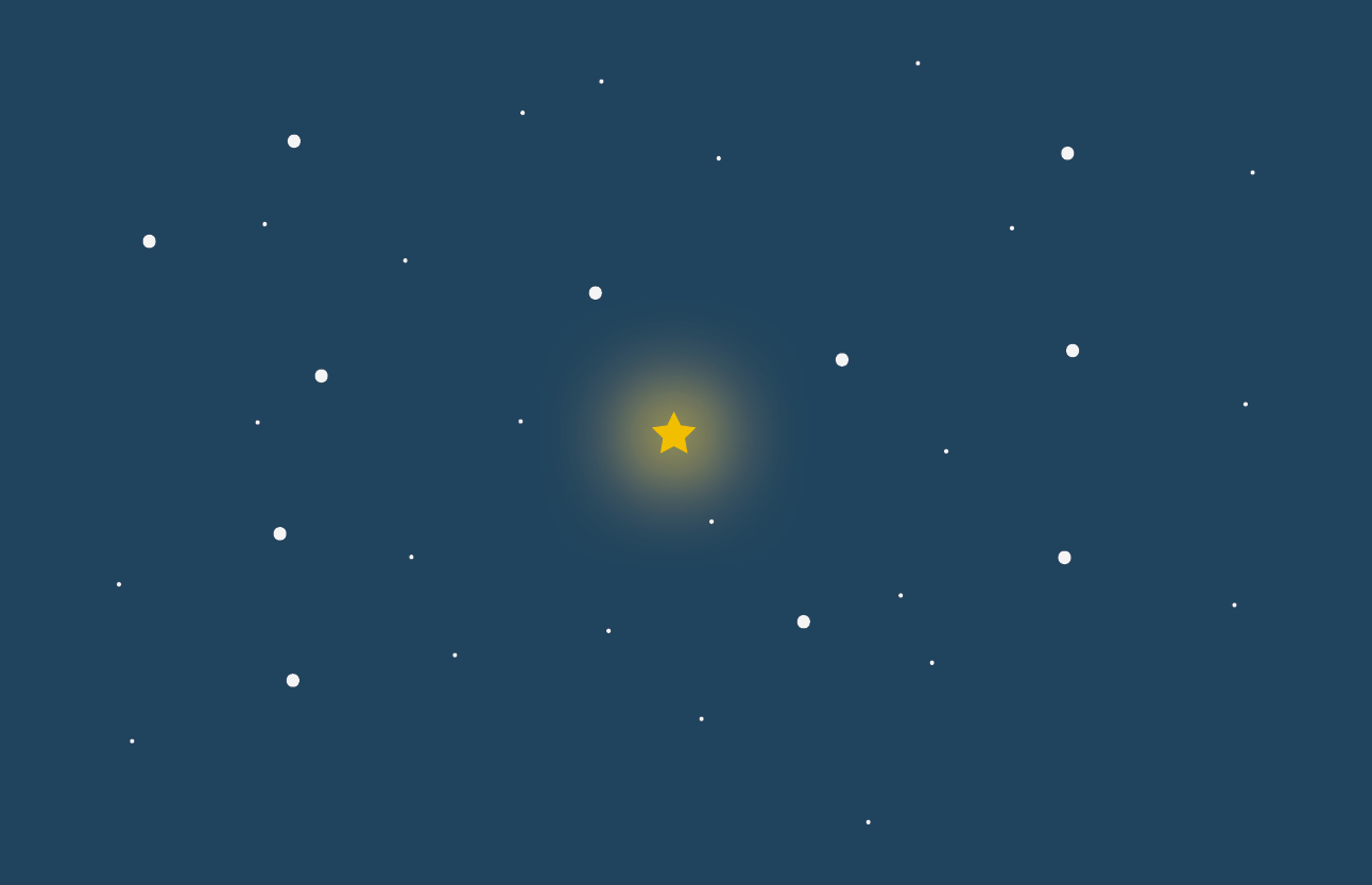 An illustration of a bright star in the night sky
