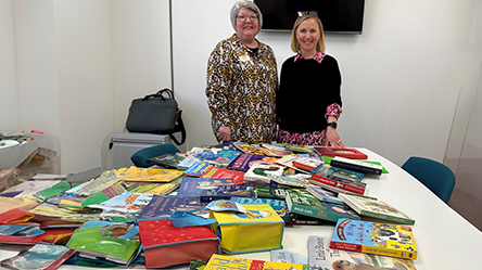 100 children books donated three column tile