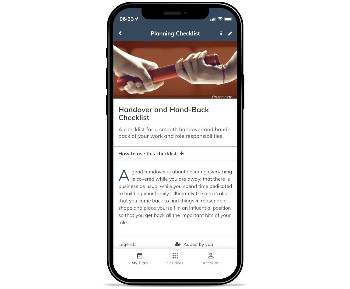 Parental Leave Toolkit - Planning Checklist - Handover and Hand-Back