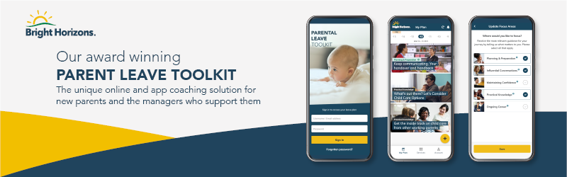 banner showing screenshots of the parental leave toolkit app on a mobile phone 