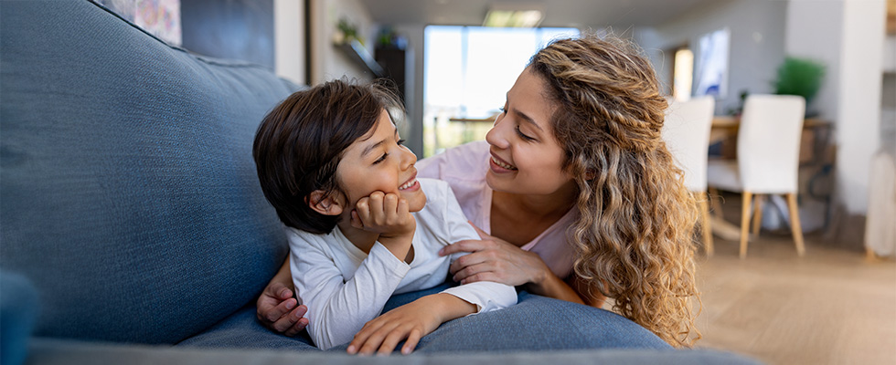 Child and mother communicating 