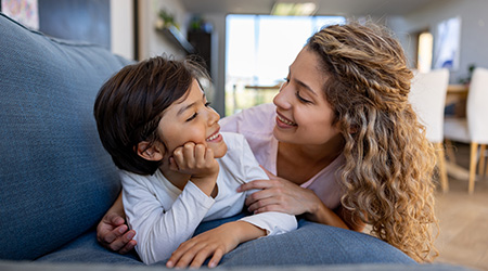 Child and mother communicating 
