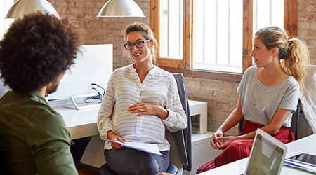 Pregnancy whilst at work and speaking to colleagues